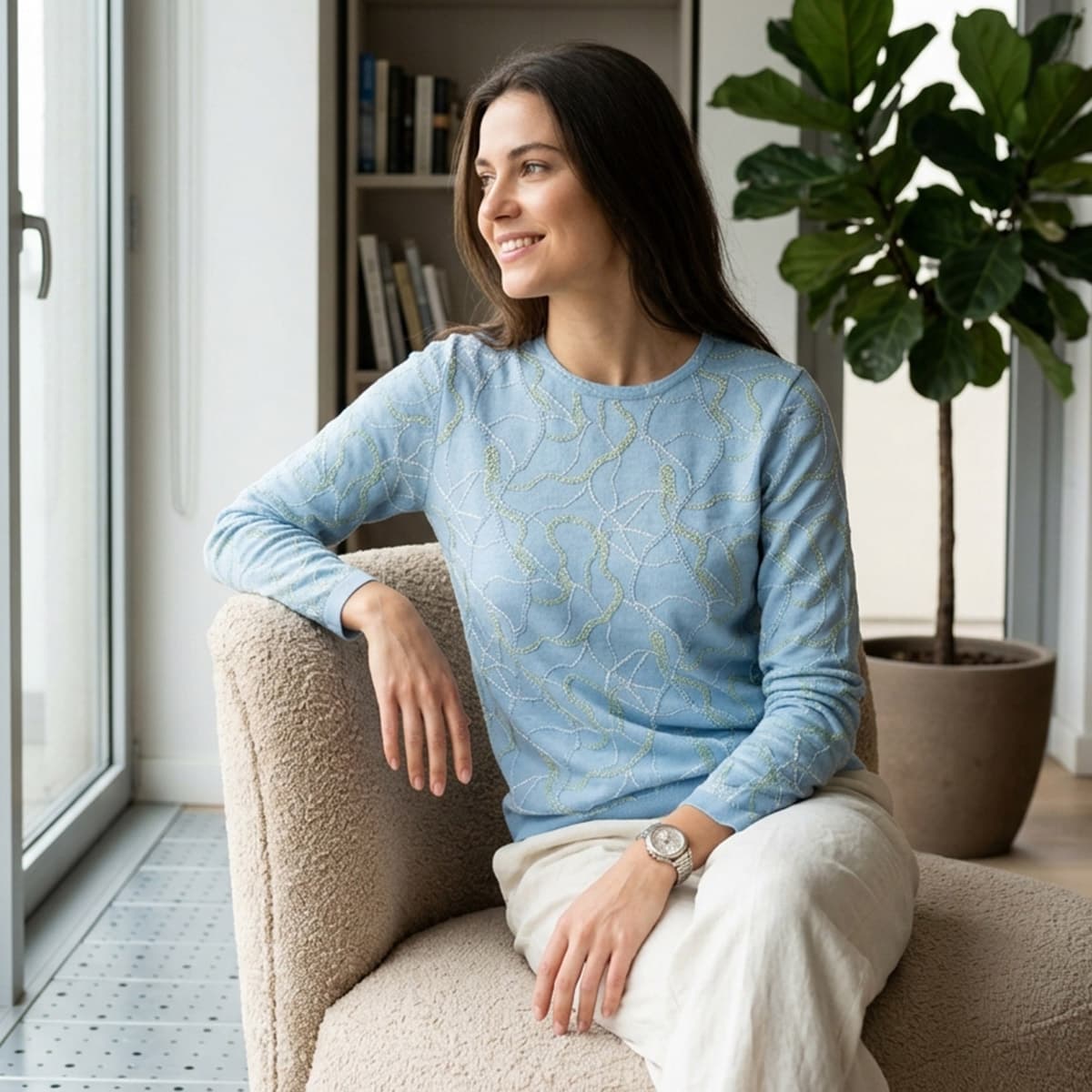 Ladies Printed Blouse Long Sleeve