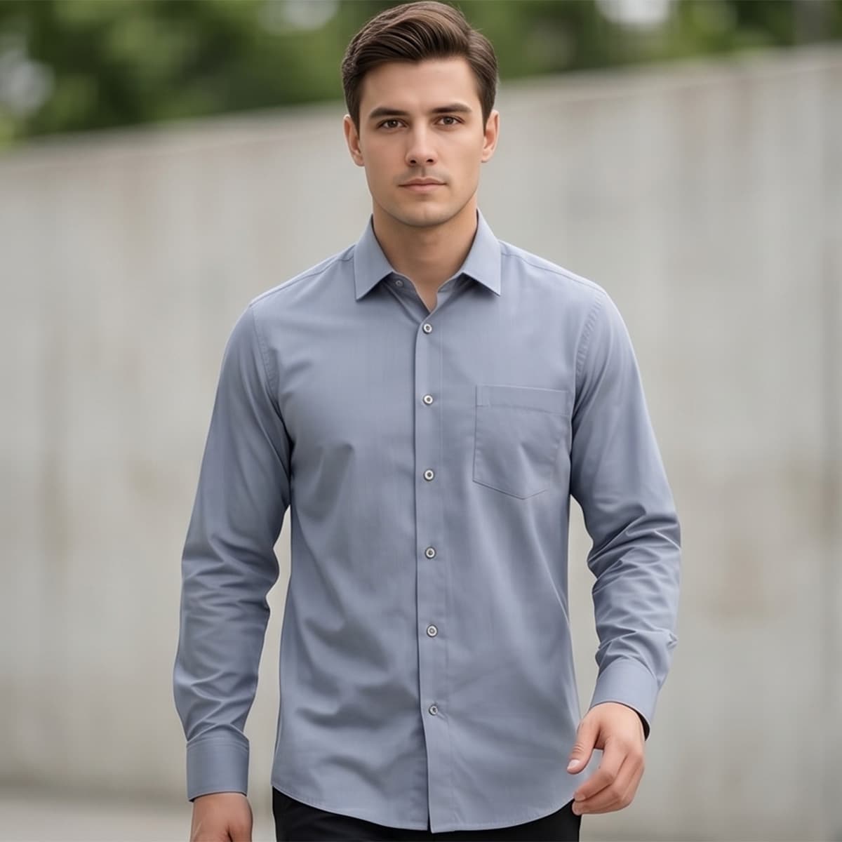 Regular Formal Shirt Grey Long Sleeve