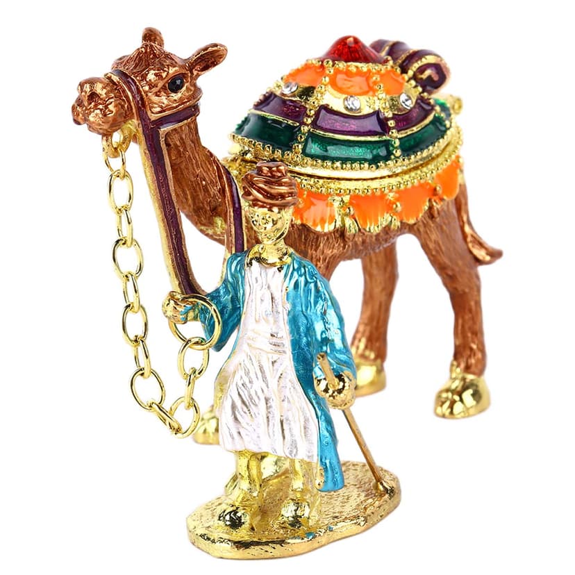 Decorative Metal Camel Stand with Man 3 Colors