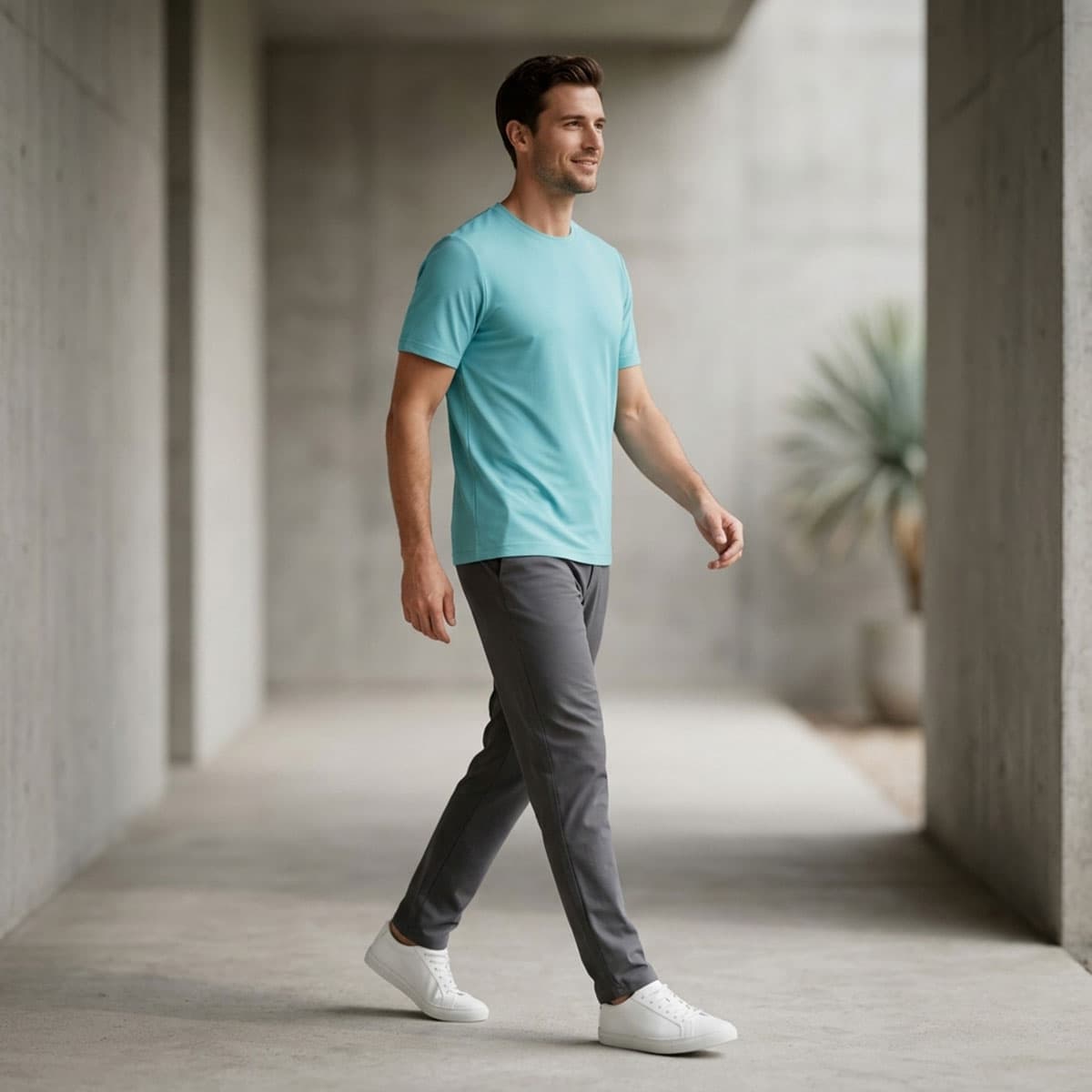 Men Round Neck T-Shirt Short Sleeve