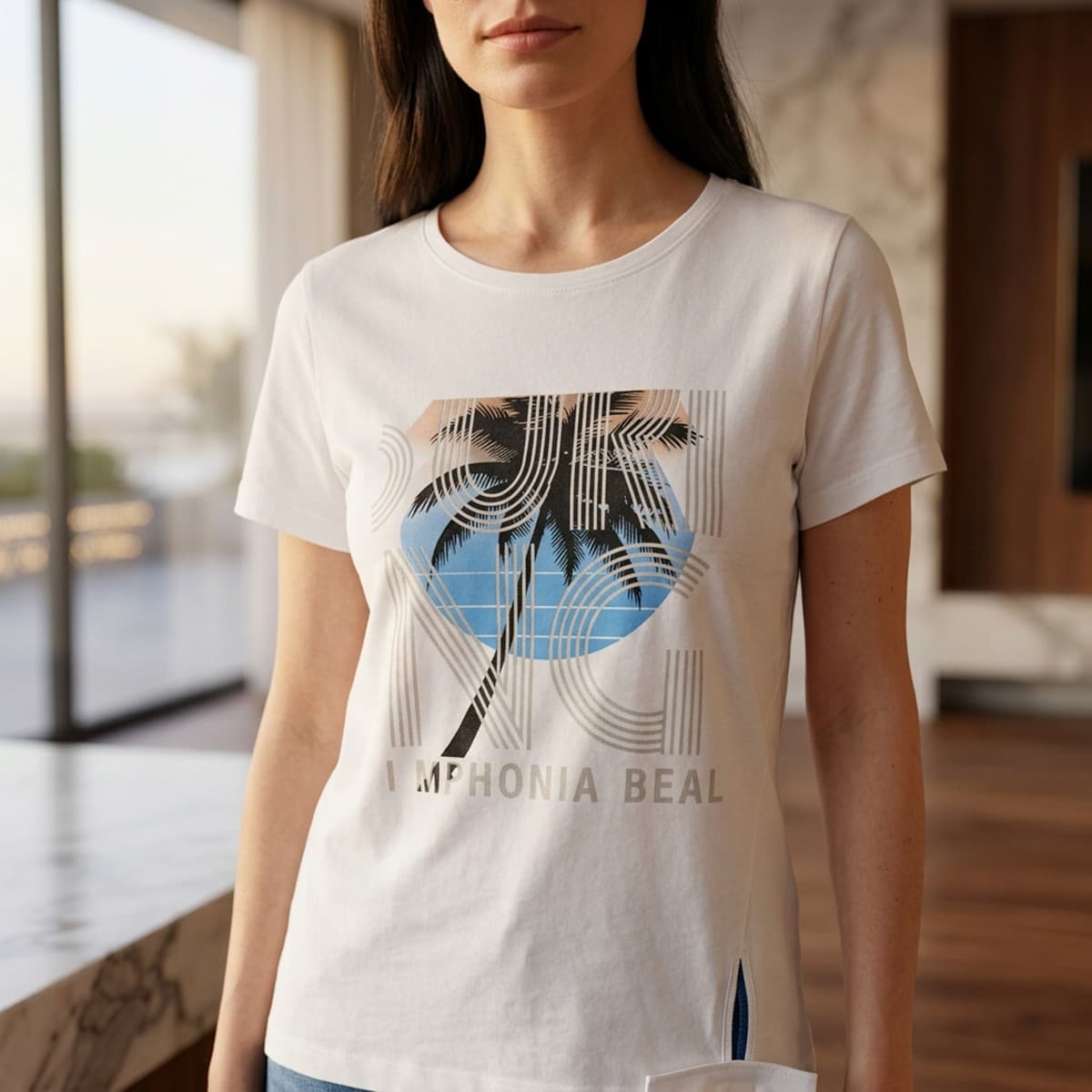 Ladies Round Neck Short Sleeve T-Shirt