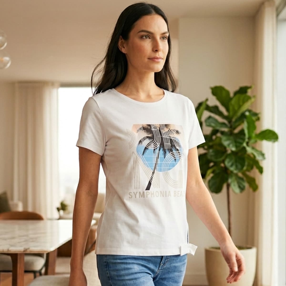 Ladies Round Neck Short Sleeve T-Shirt