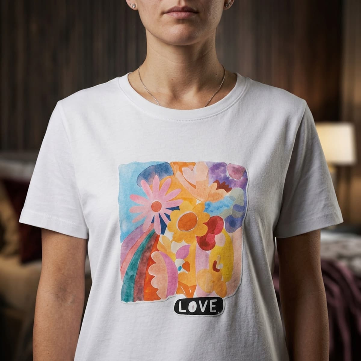 Ladies Printed Round Neck Short Sleeve T-Shirt