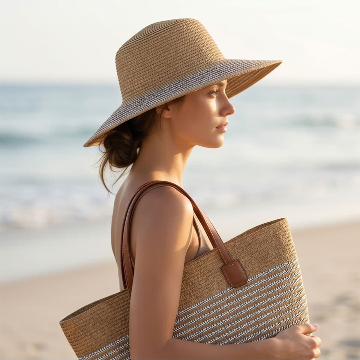 Ladies Round Cap with Bag