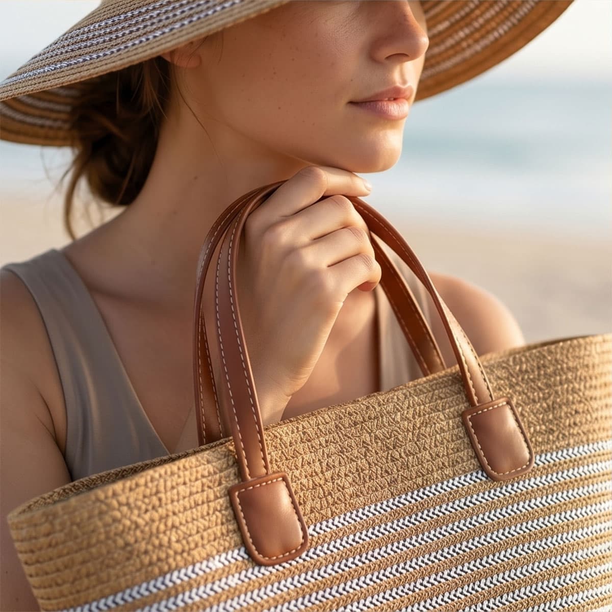 Ladies Round Cap with Bag