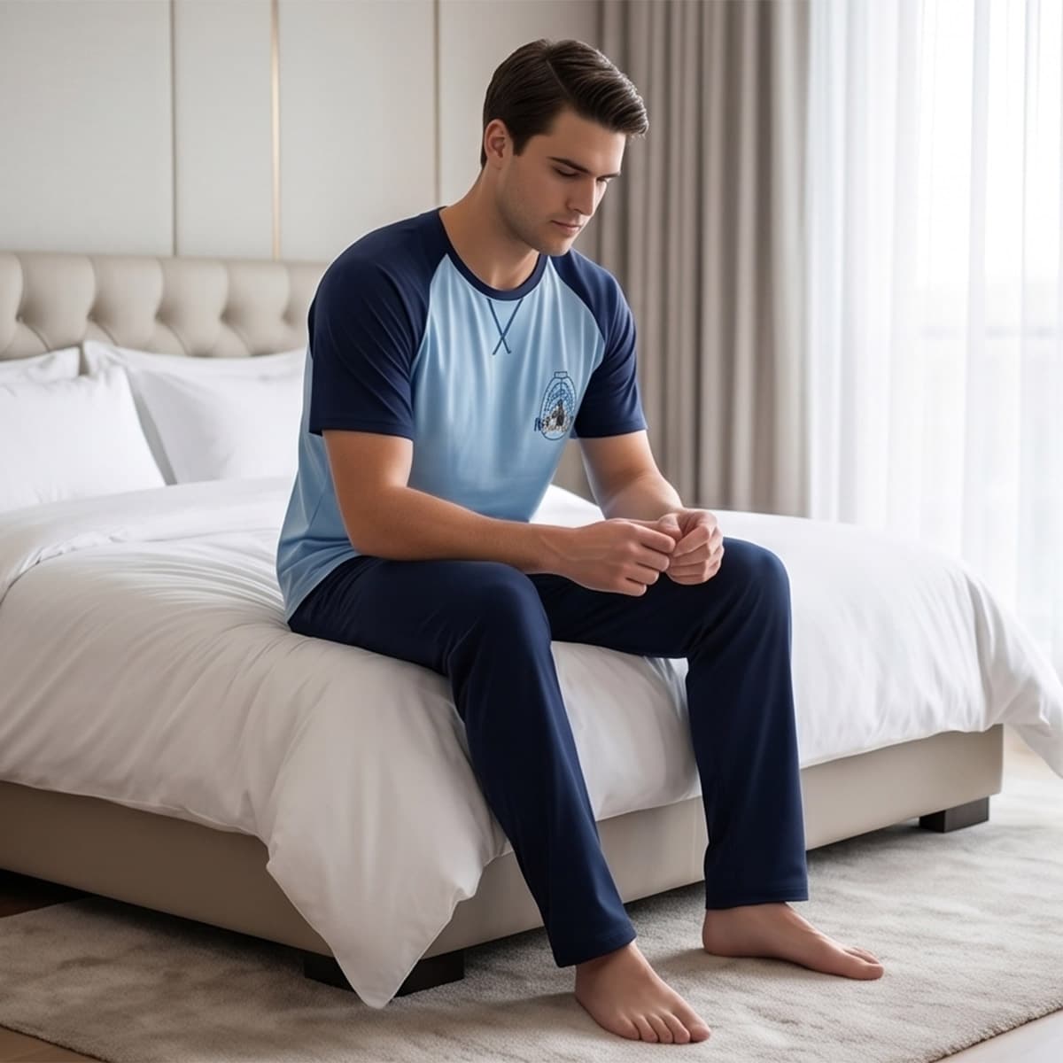 Men Pyjama with Pant Short Sleeve