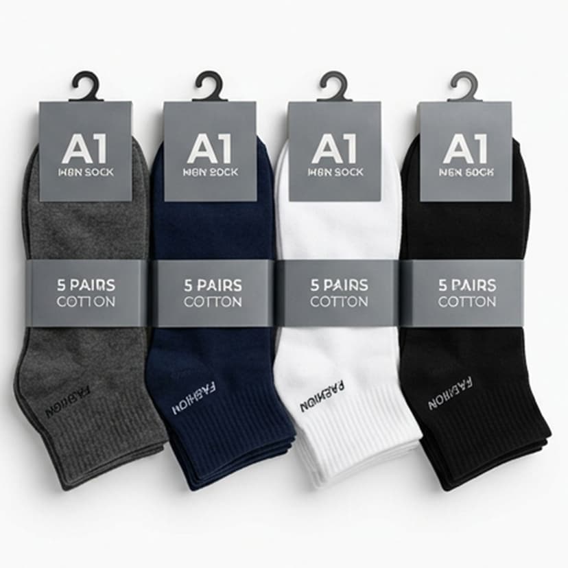 Men Plain Socks Pack 5 Pair