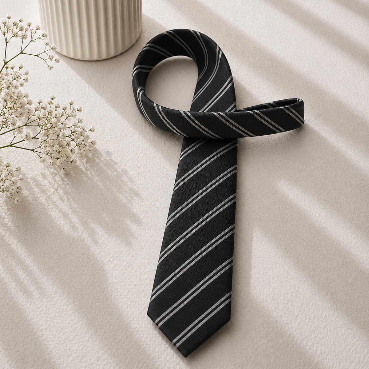 Men Slim Fit Tie 7cm Black Printed