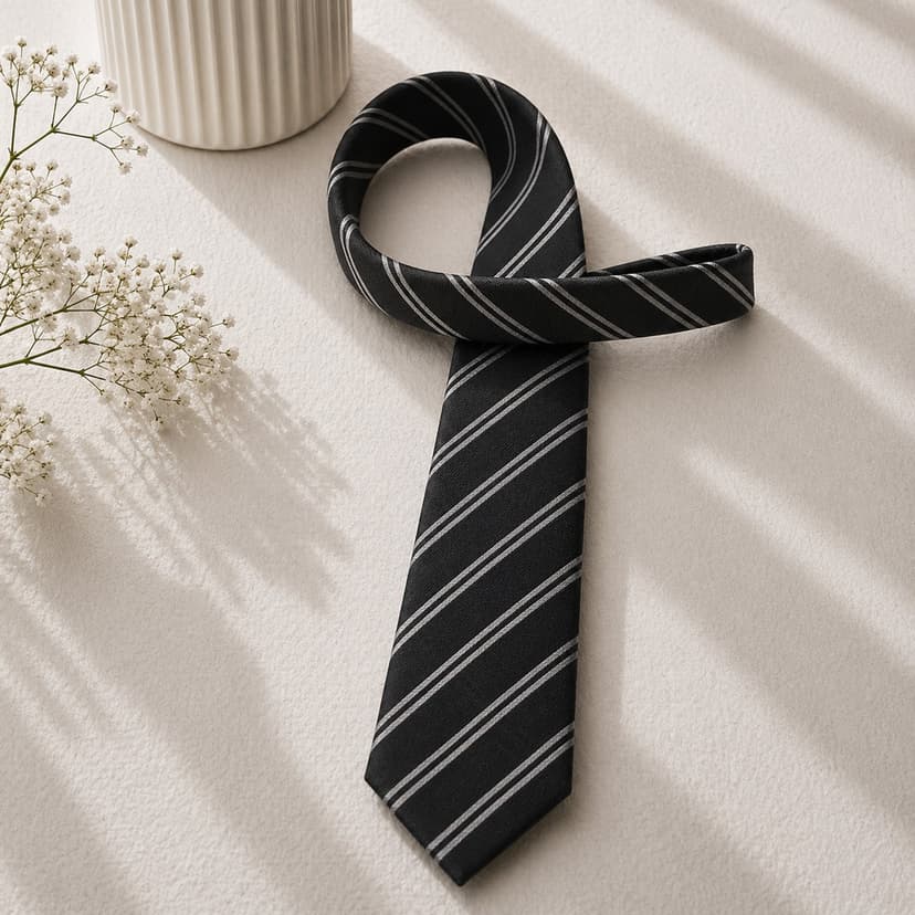 Men Slim Fit Tie 7cm Black Printed