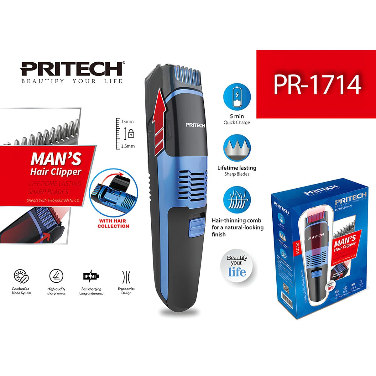 Pritech Men's Hair Clipper - PR-1714