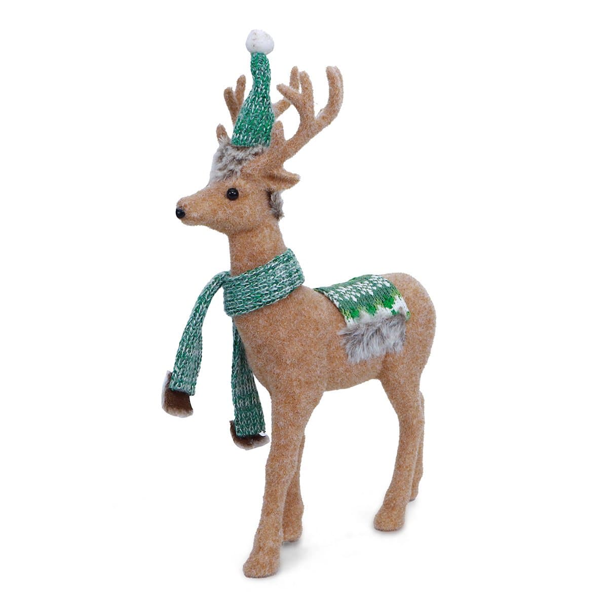 Christmas Decoration Deer Brown With Green Scarf
