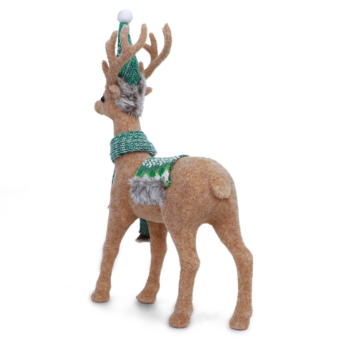 Christmas Decoration Deer Brown With Green Scarf
