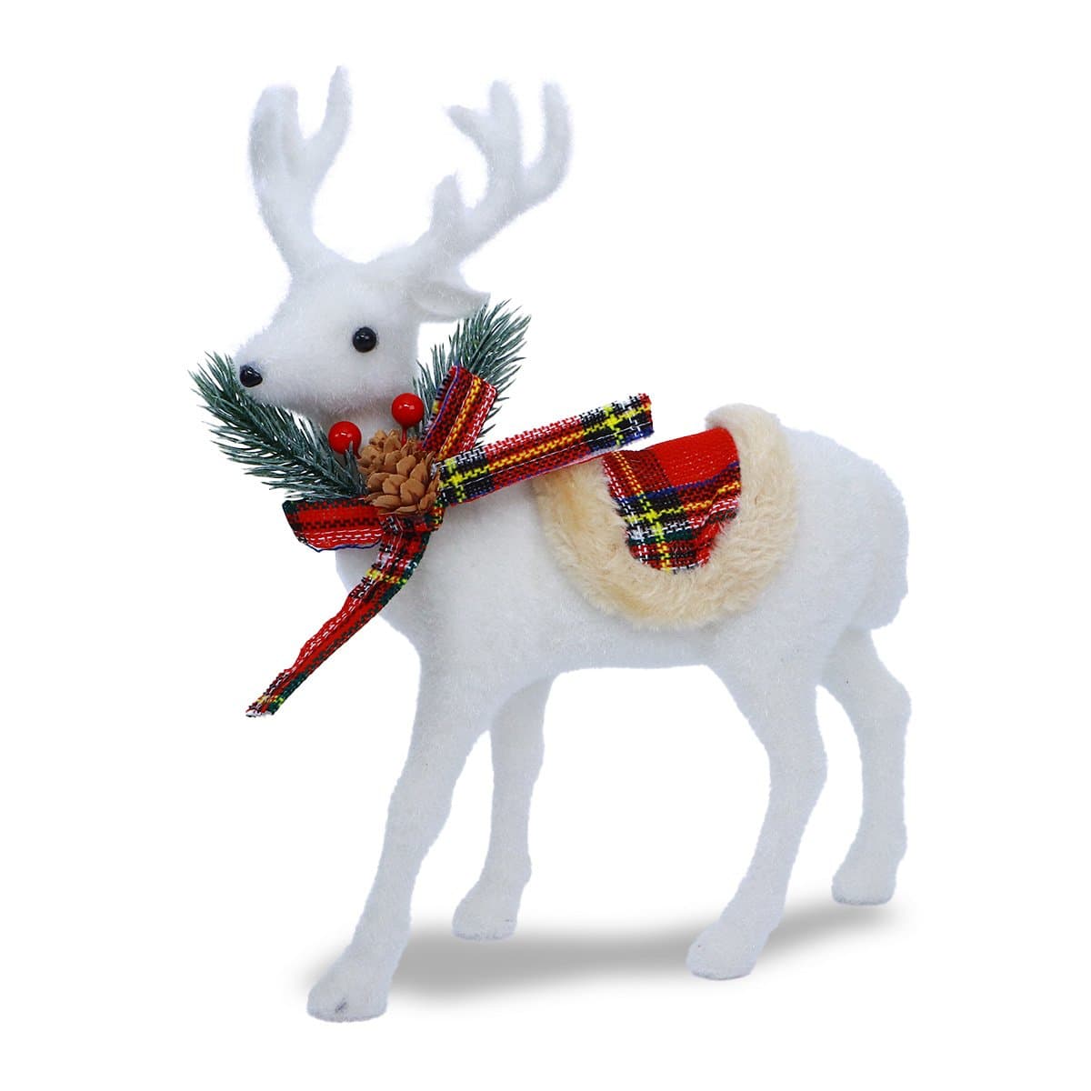Christmas Decoration Deer White With Red Scarf