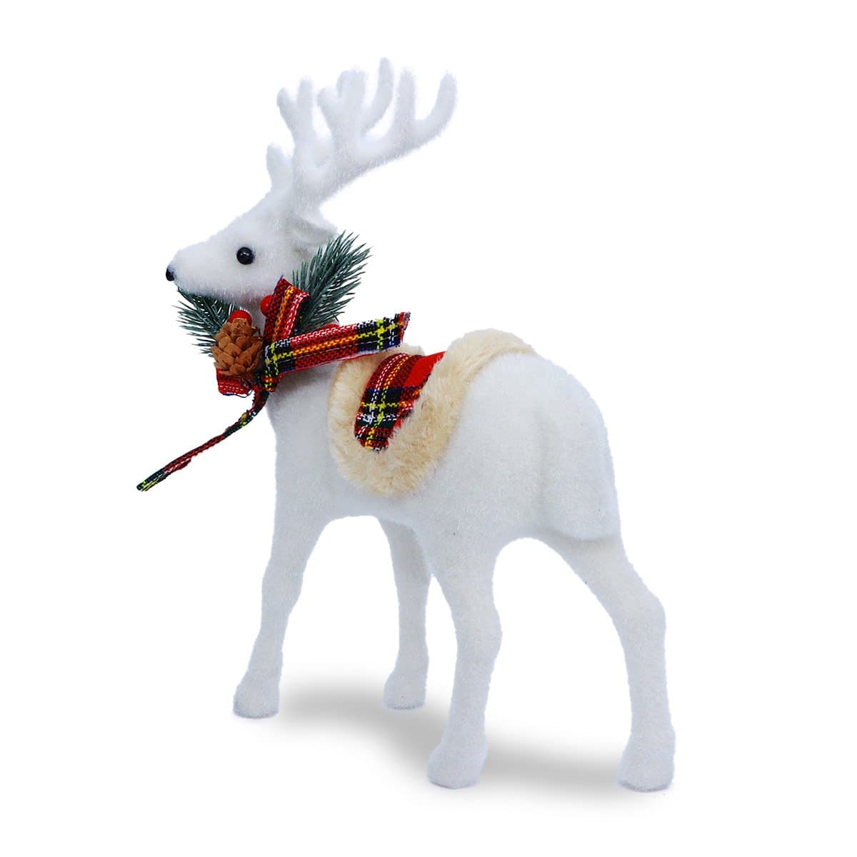Christmas Decoration Deer White With Red Scarf
