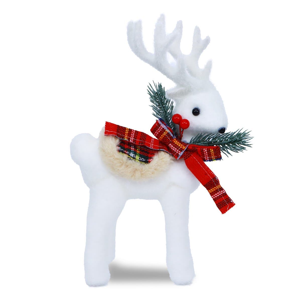 Christmas Decoration Deer White With Red Scarf