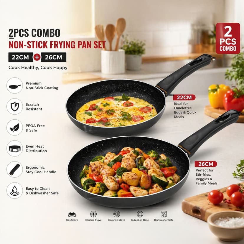 Granite Fry Pan Set 22cm & 26cm