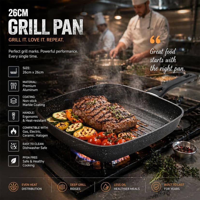Square Granite Grill Pan 26cm
