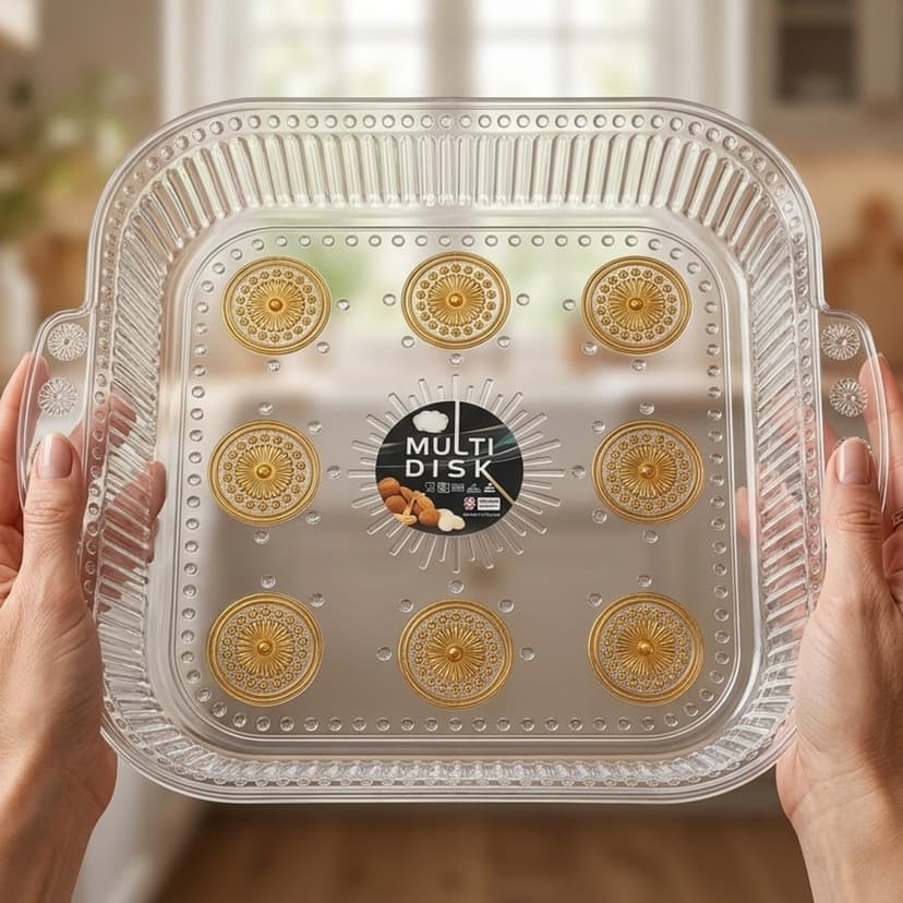 Round PET Tray Gold Floral