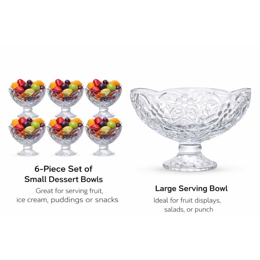 Glass Fruit Bowl Set 7 Piece