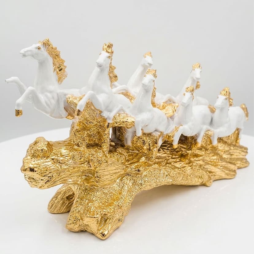 Horse Figurine White and Gold