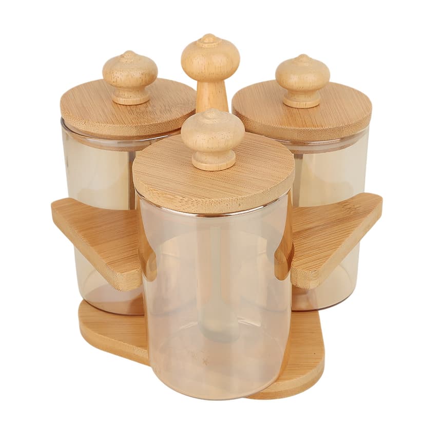 Spice Set 3pcs Bamboo+Glass