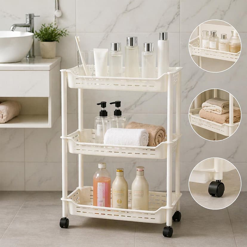 Vegetable Rack Plastic White 4 Tier