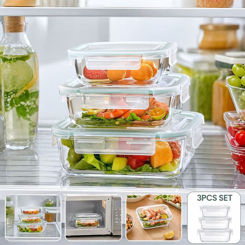 Glass Food Container Set 3pcs