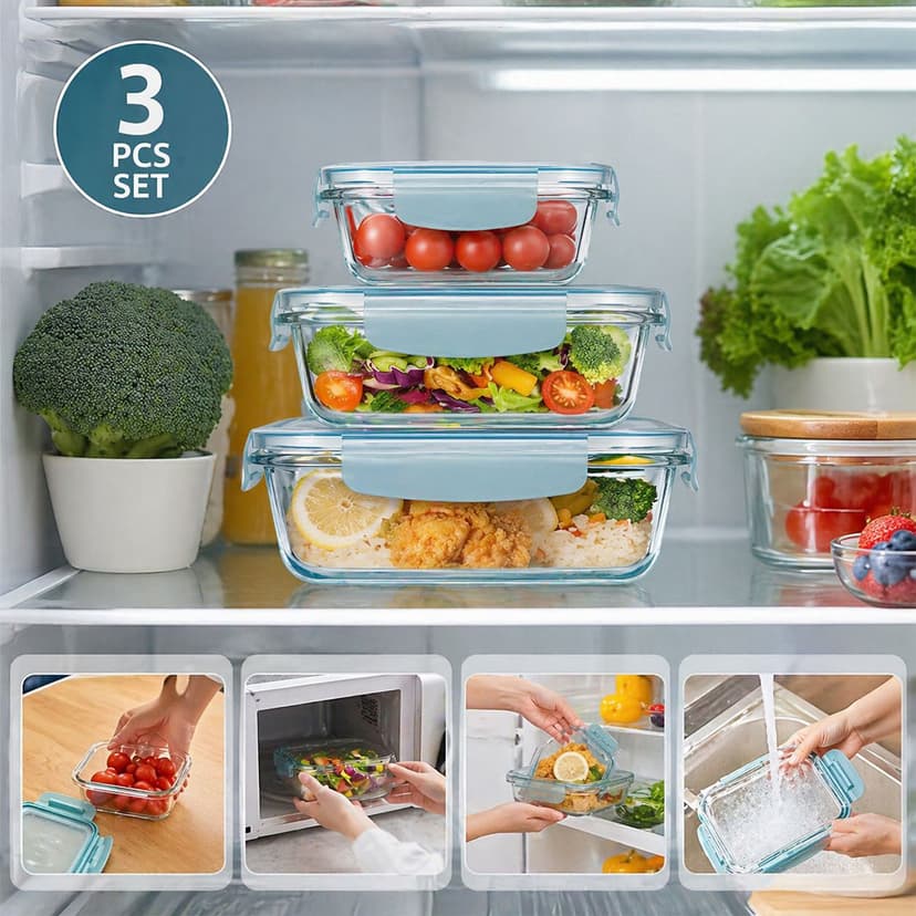 Glass Food Container Set 3pcs