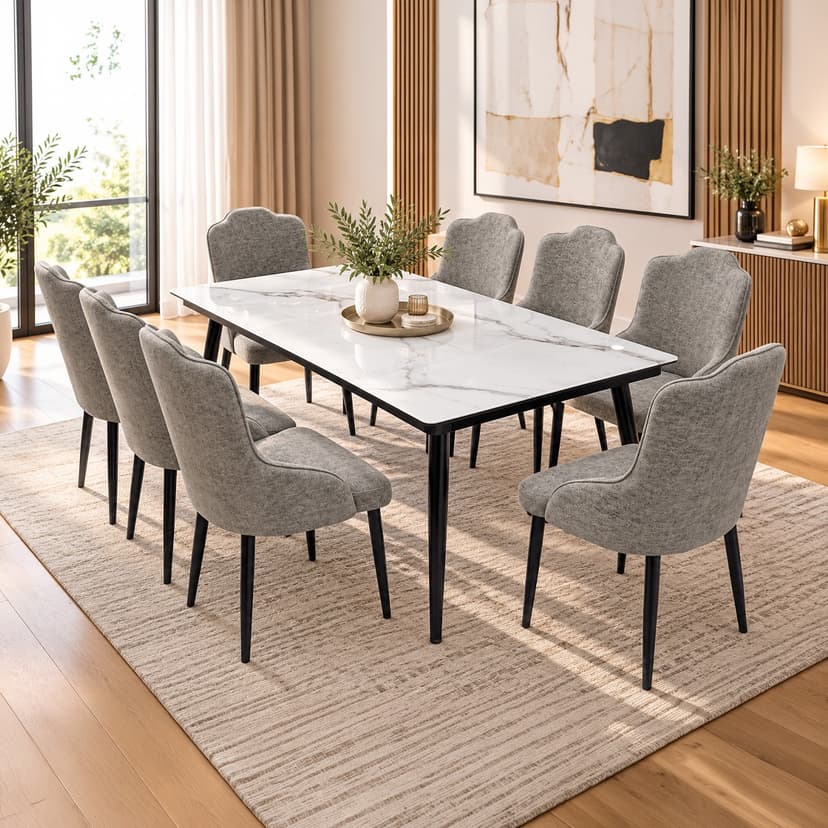 Glass Dining Table Rectangular 8 Seater