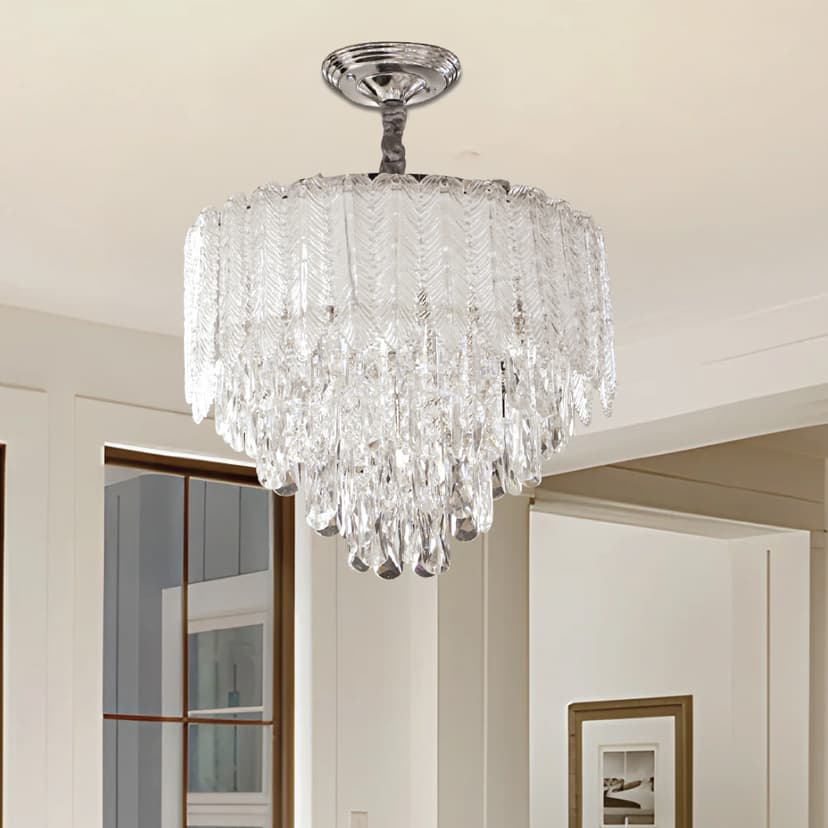 Silver Crystal Hanging Light
