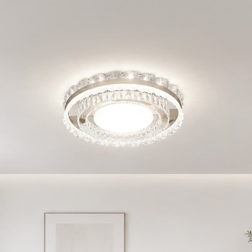 Silver Crystal Ceiling Light