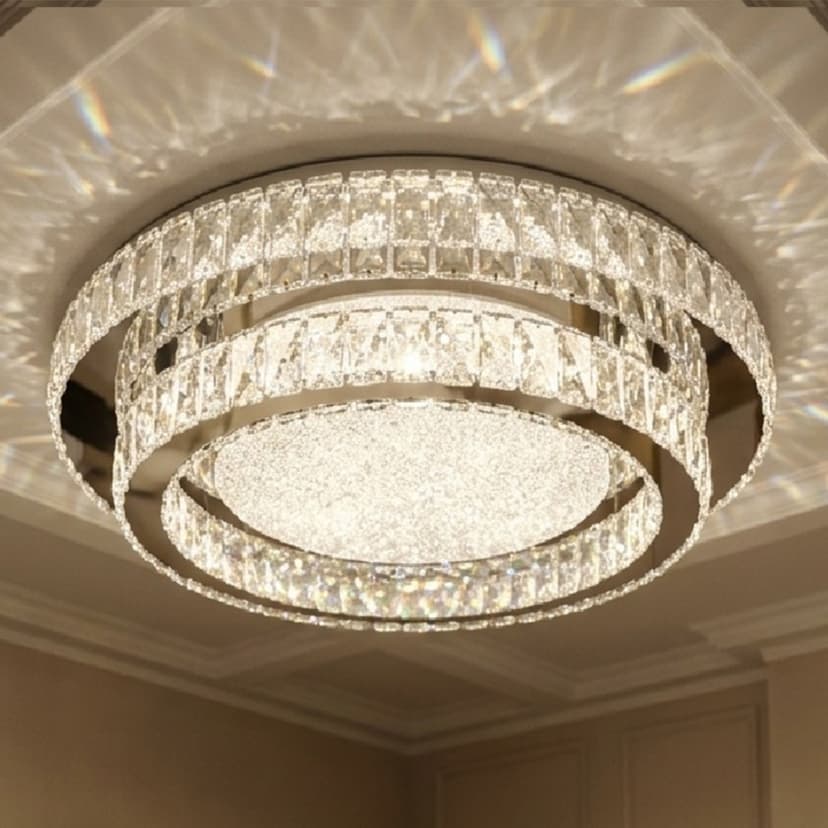 Silver Crystal Ceiling Light