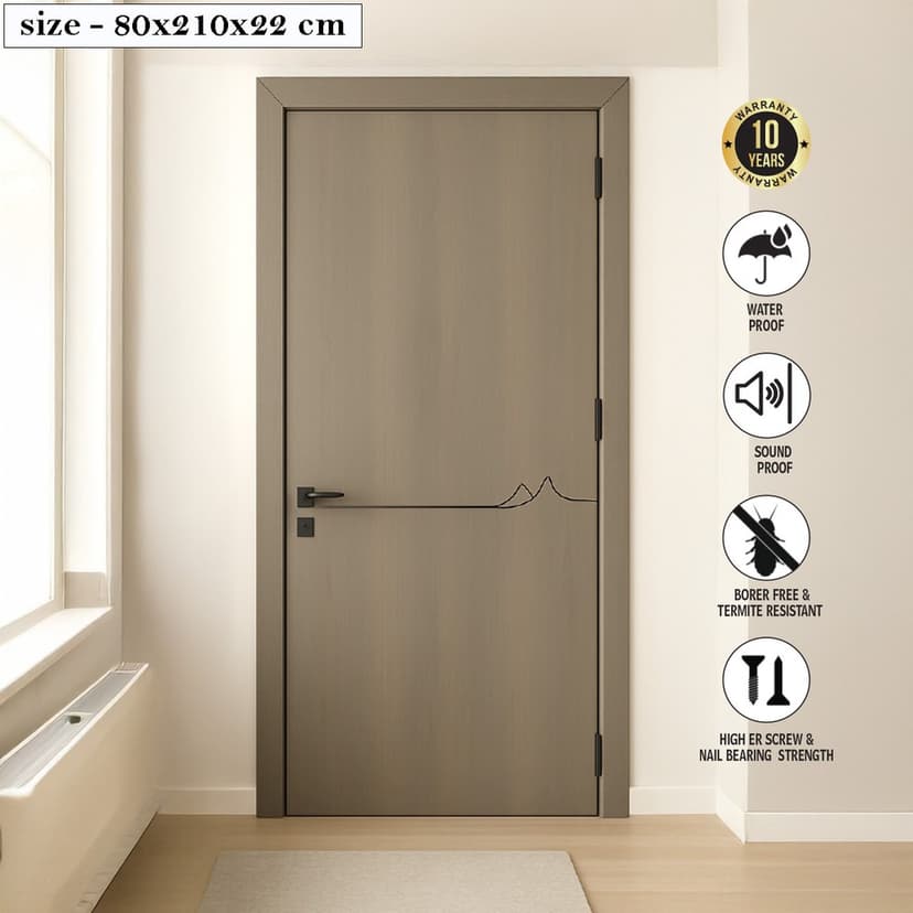 WPC Door with Frame & Black Line 210x78cm