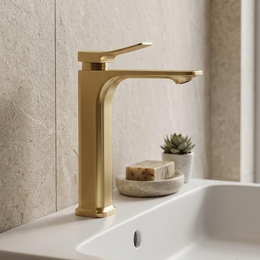 Modern Brass Basin Mixer Gold