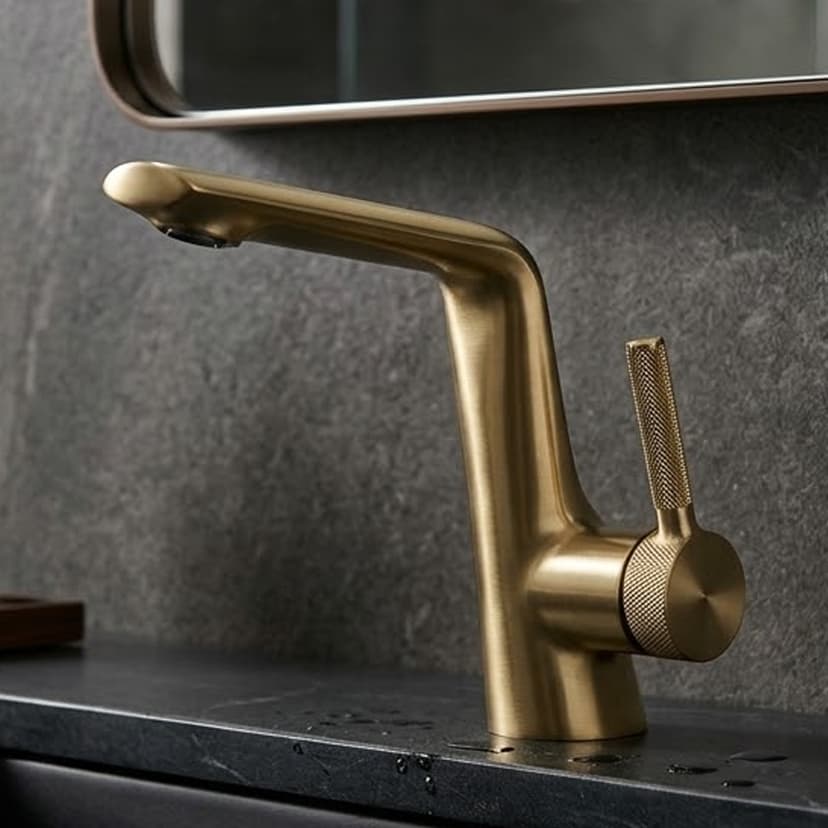 Modern Brass Basin Mixer Gold