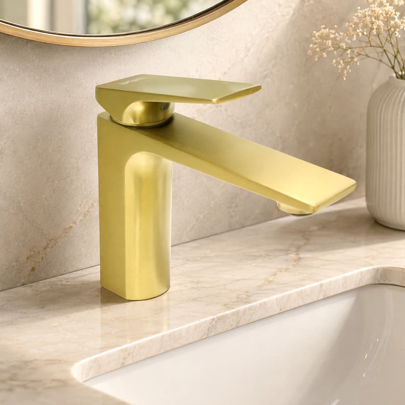 Brass Basin Mixer Gold
