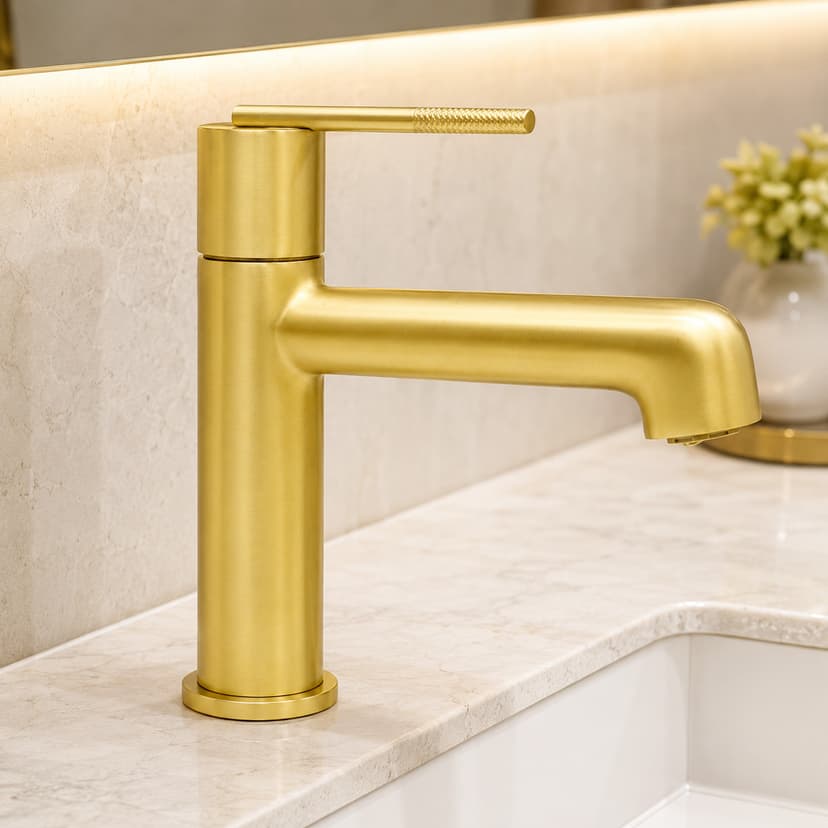 Brass Modern Basin Mixer Gold