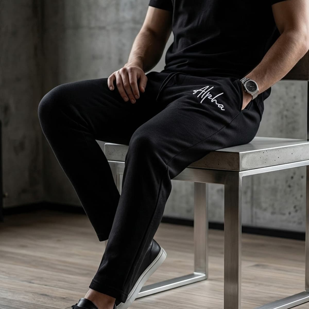 Men Cotton Track Pant Open Hem