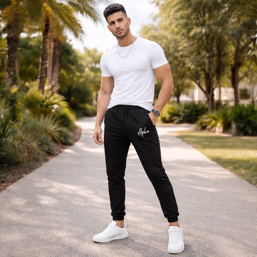 Men Cotton Track Pant Open Hem