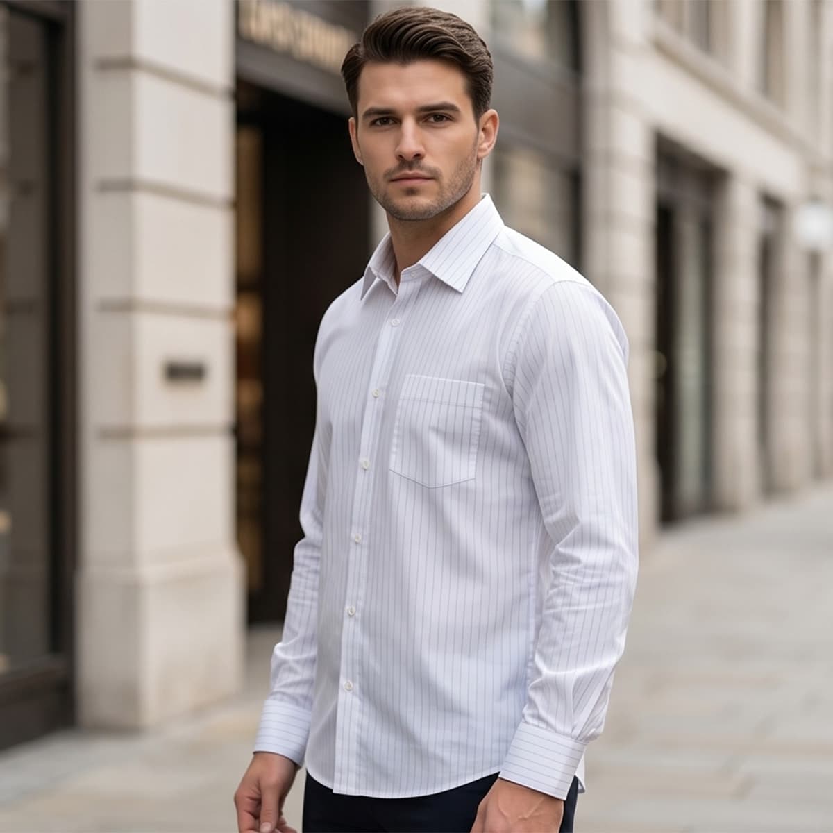 Men Classic Print Formal Shirt
