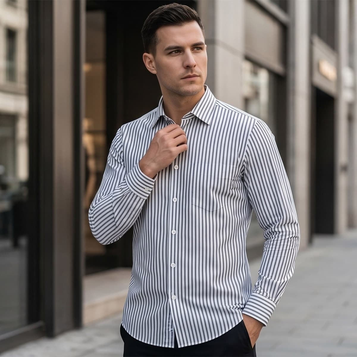 Men Classic Print Formal Shirt