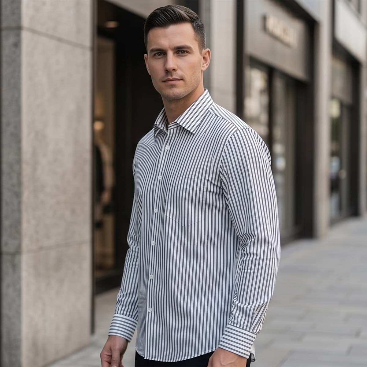 Men Classic Print Formal Shirt