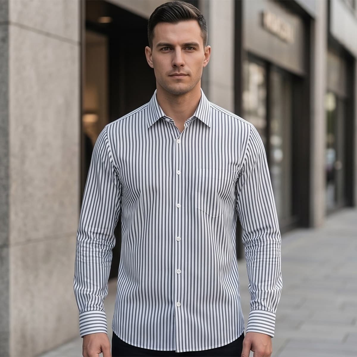 Men Classic Print Formal Shirt