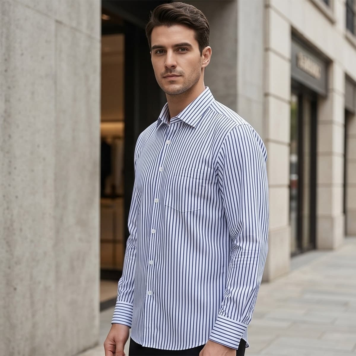 Men Classic Print Formal Shirt