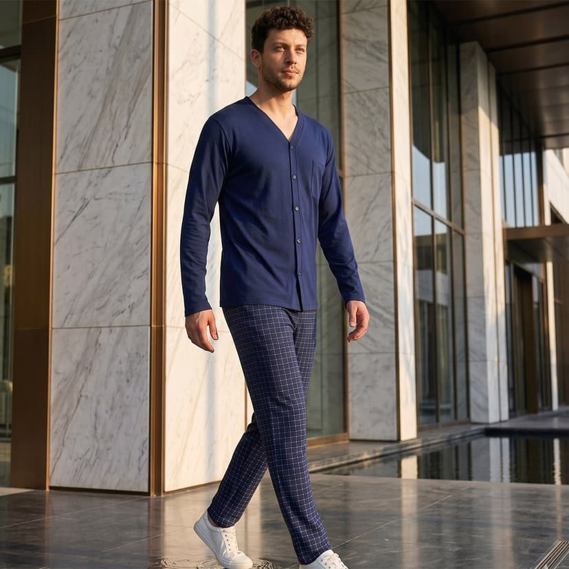 Men Pyjama with Pant Long Sleeve