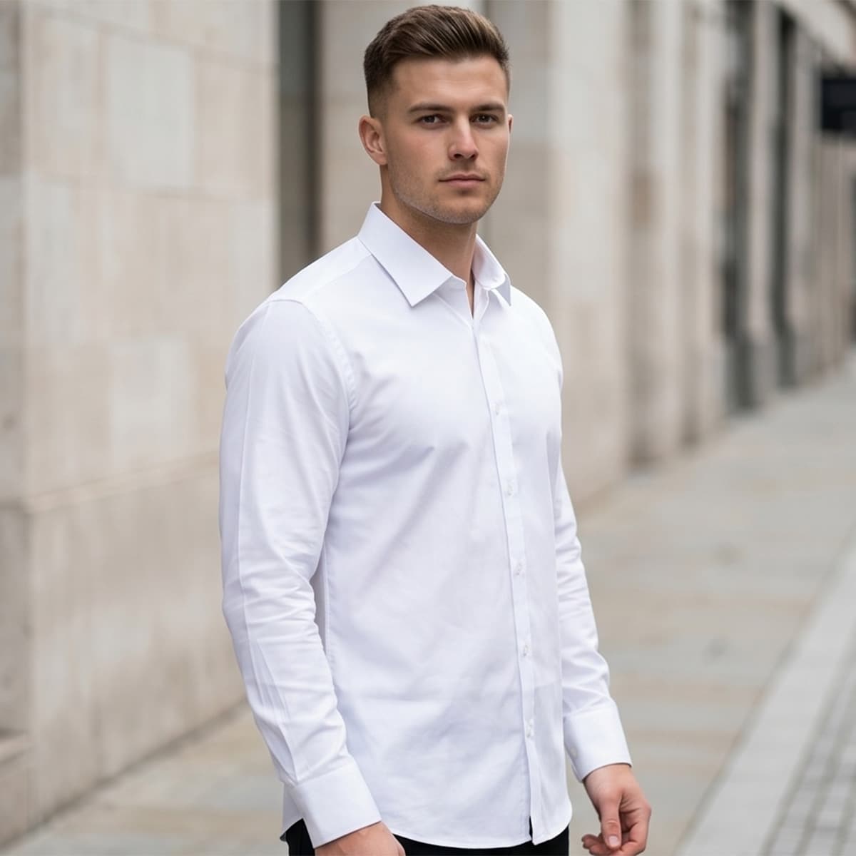 Men Regular Formal Shirt White Long Sleeve