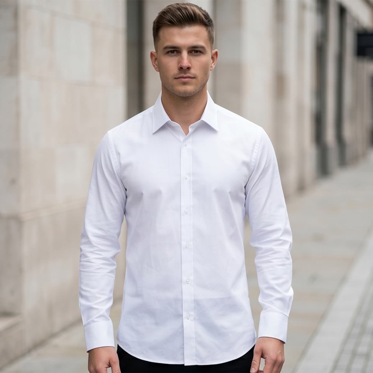 Men Regular Formal Shirt White Long Sleeve