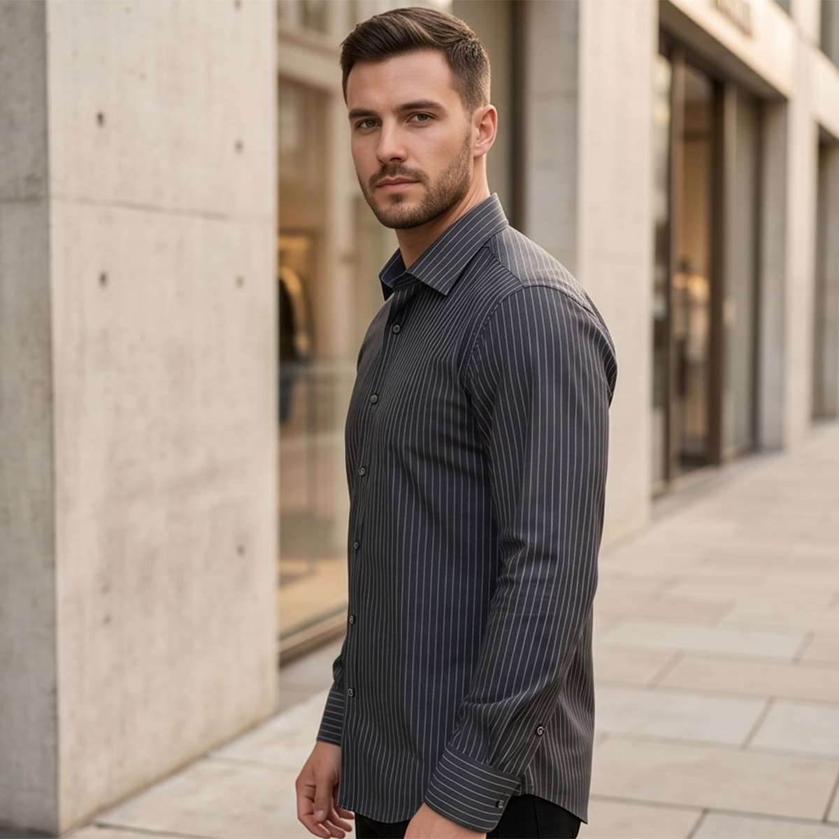 Men Printed Formal Shirt Long Sleeve