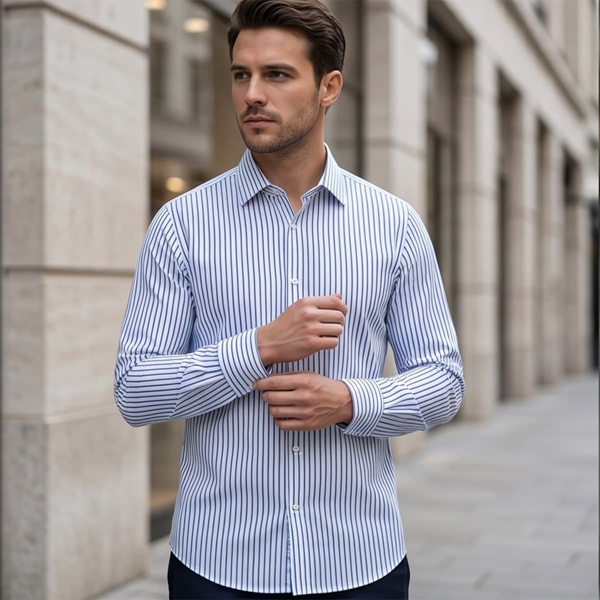 Men Printed Formal Shirt Long Sleeve