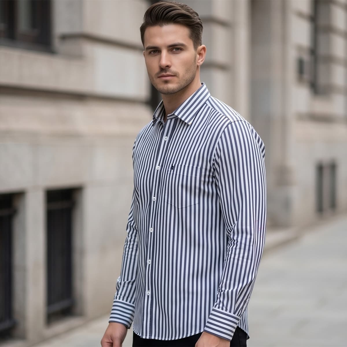 Men Printed Formal Shirt Long Sleeve